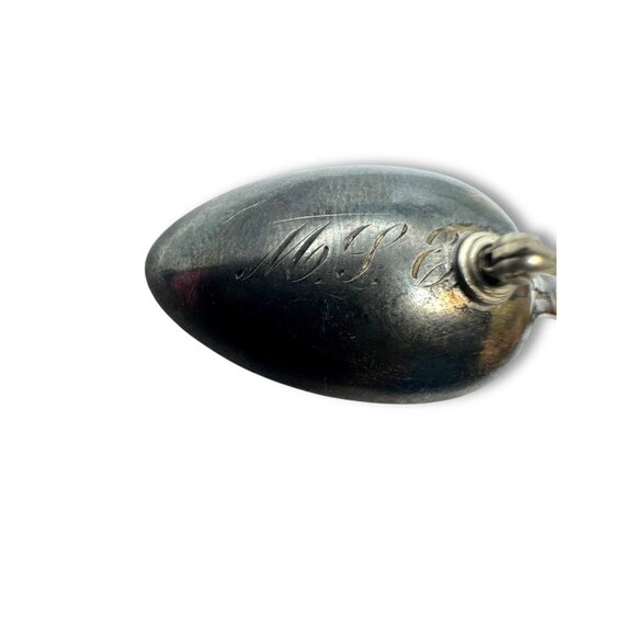 Antique 800 Silver Spoon Brooch Enamel Handle Monogram - Picture 6 of 8